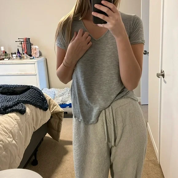 Grey Tee with Slit in Back - Picture 1 of 3